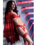 Ensemble 2 pièces porte-jarretelles CR4427 Rouge