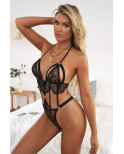 Body échancré dos nu en dentelle noire
