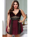 Nuisette burgundy et dentelle noire