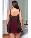 Nuisette burgundy et dentelle noire