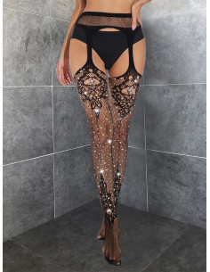 Collant ouvert à motifs pailletés