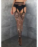 Collant ouvert à motifs pailletés