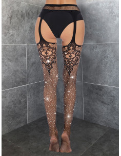 Collant ouvert à motifs pailletés
