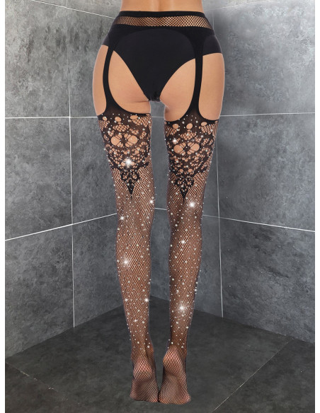 Collant ouvert à motifs pailletés