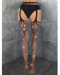 Collant ouvert à motifs pailletés