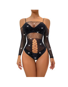 Body pailleté épaule dénudée