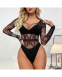 Body extensible en maille et dentelle lycra