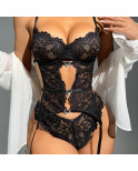 Guêpière cœur strass en dentelle -
