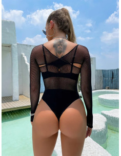 Body sexy ES704 résille Manche longue