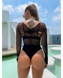 Body sexy ES704 résille Manche longue
