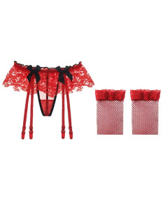 Ensemble string porte-jarretelles ES110 + Bas résille