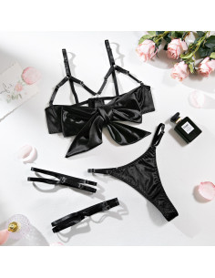 Ensemble Satin ouvert - Noir
