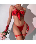 Ensemble Satin ouvert - Rouge