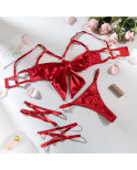 Ensemble Satin ouvert - Rouge