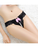 String noir flot rose et perle