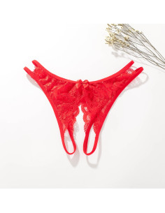 String en dentelle ouvert - Rouge