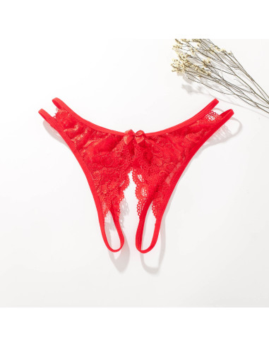 String en dentelle ouvert - Rouge