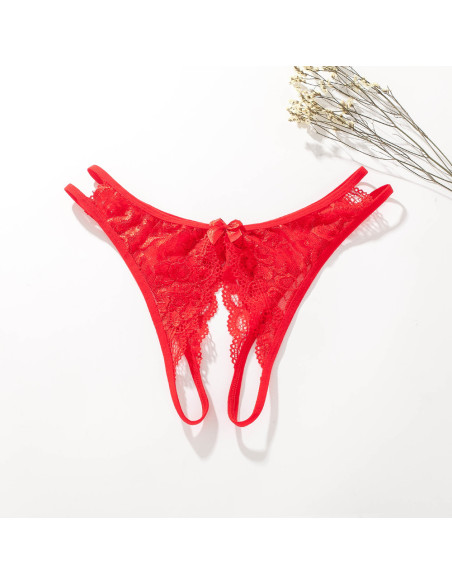 String en dentelle ouvert - Rouge