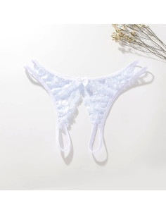 String en dentelle ouvert - Blanc