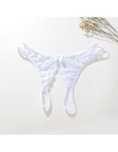String en dentelle ouvert - Blanc