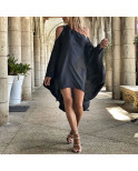 Robe décontractée - Asymétrique satinée noire