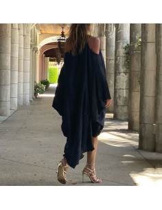 Robe décontractée - Asymétrique satinée noire