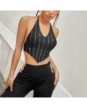 Top noir v strass