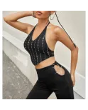 Top noir v strass