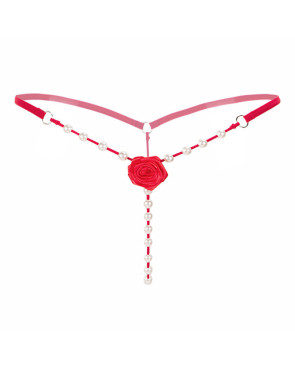 String rose rose avec perle