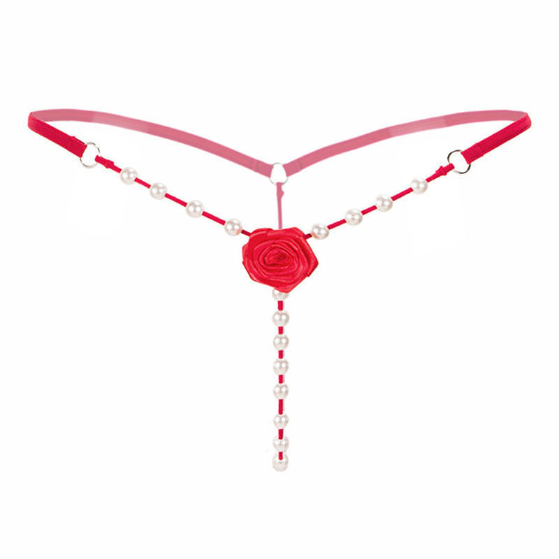 String rose rose avec perle