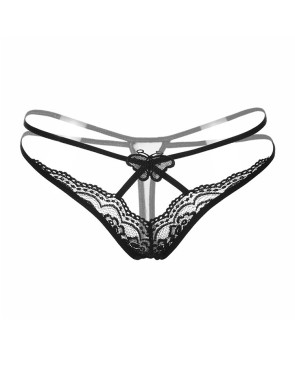 String ficelle noir papillon