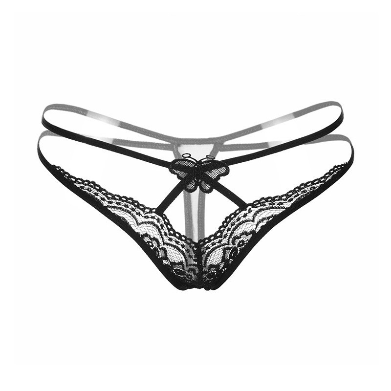 String ficelle noir papillon