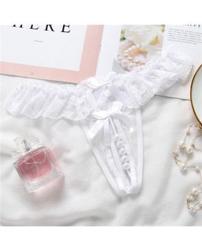 String blanc flot avec perle
