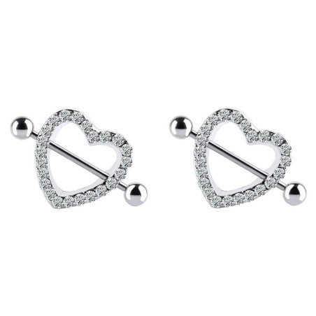 Piercing tetons coeur Silver