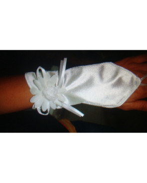 HG1961 : Gants en satin et dentelle - Blanc - Taille unique