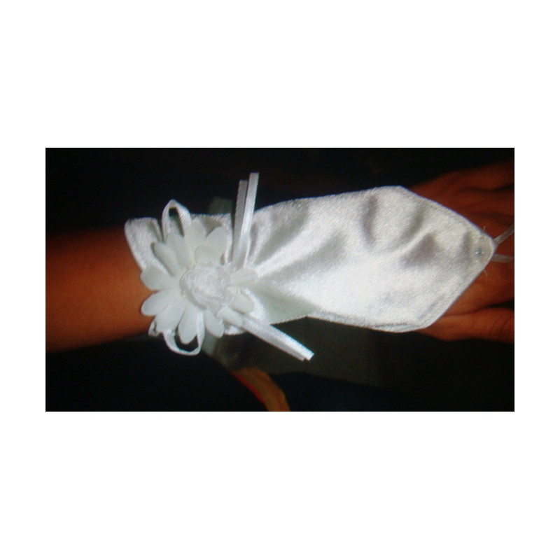 HG1961 : Gants en satin et dentelle - Blanc - Taille unique