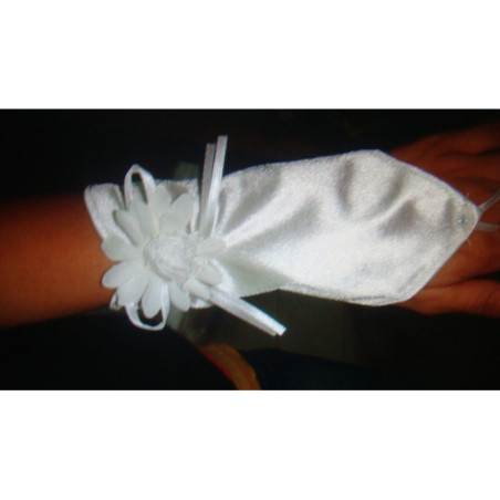 HG1961 : Gants en satin et dentelle - Blanc - Taille unique