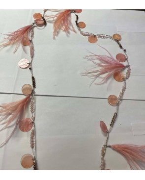 Collier plume rose