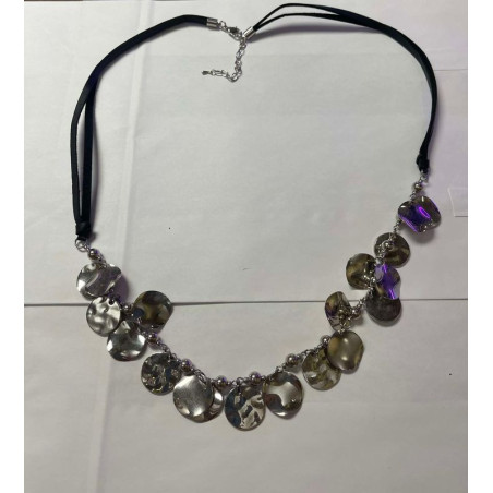 Collier Noir et silver