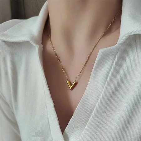 Collier gold Acier inoxydable en V