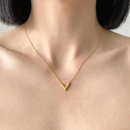 Collier gold Acier inoxydable en V