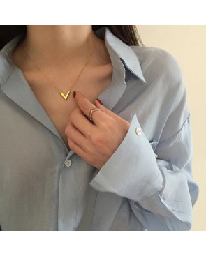 Collier gold Acier inoxydable en V