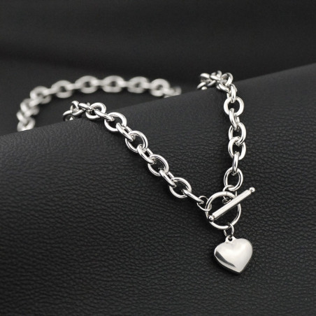 Collier cœur Acier inoxydable Silver