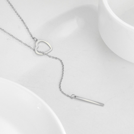Collier chaine coeur Acier Inoxydable Silver