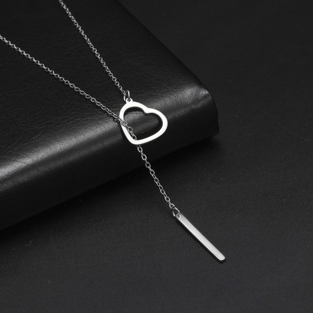 Collier chaine coeur Acier Inoxydable Silver