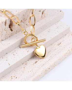 Collier chaine coeur Acier Inoxydable Gold