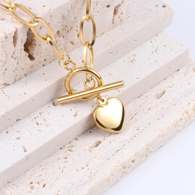 Collier chaine coeur Acier Inoxydable Gold
