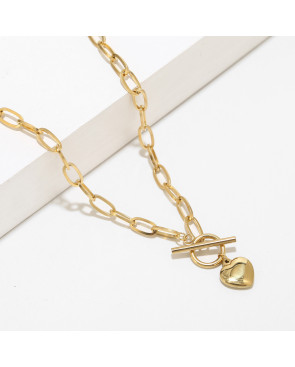 Collier chaine coeur Acier Inoxydable Gold