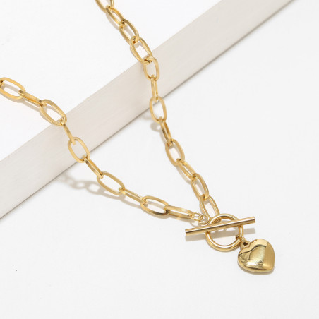 Collier chaine coeur Acier Inoxydable Gold