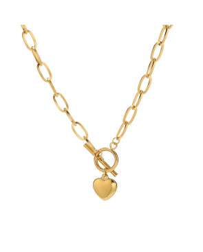 Collier chaine coeur Acier Inoxydable Gold